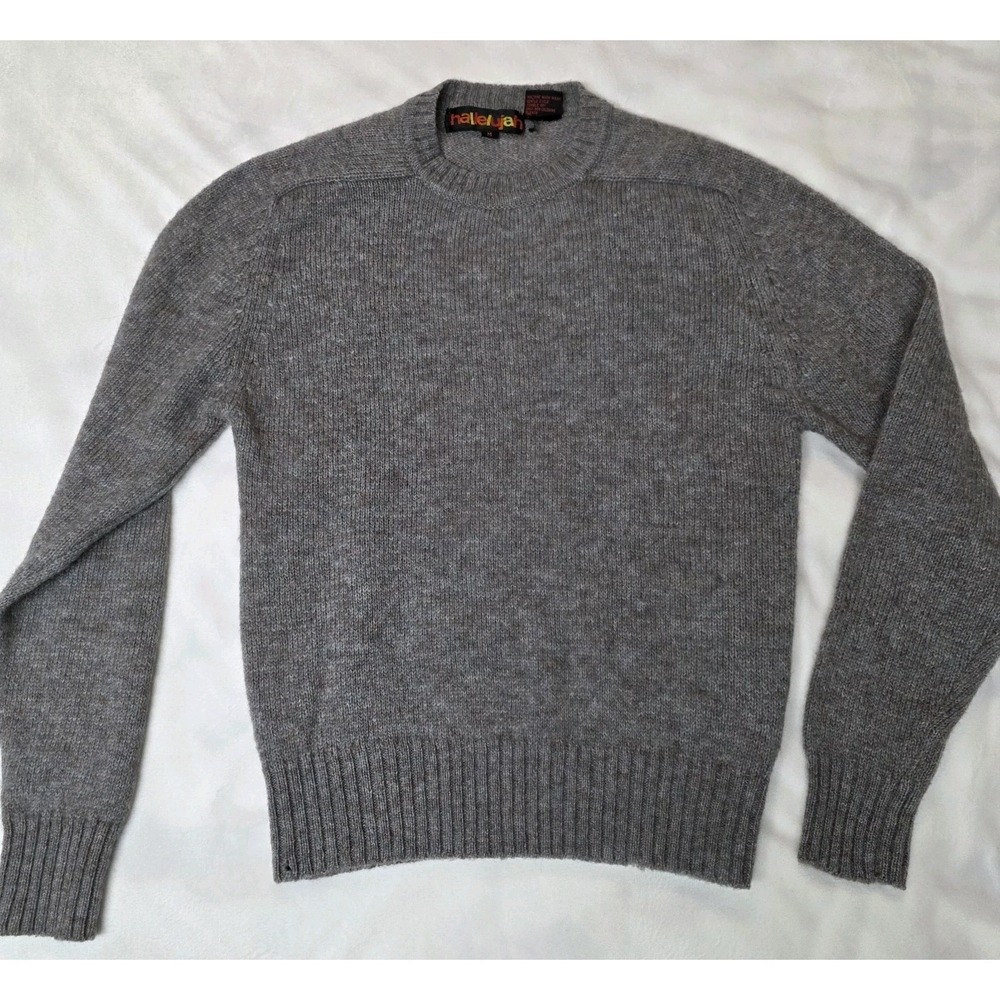 Hallelujah Men M‎ Sweater Pullover Wool Blend Long Sleeve Knot Crew Neck Brown